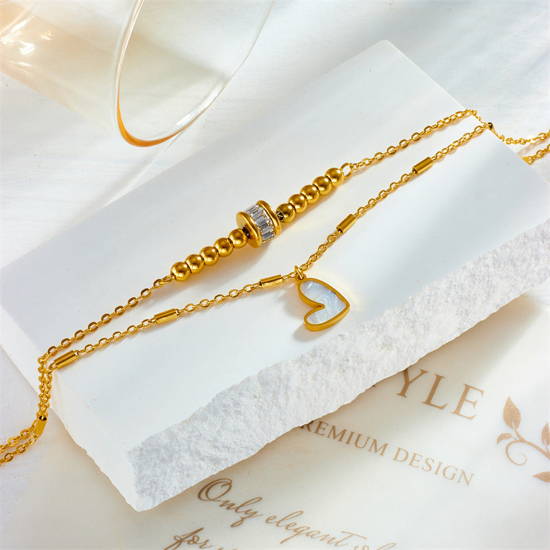 Fashion Jewelry Boho Classic Love Heart Ankle Chain Double Layer