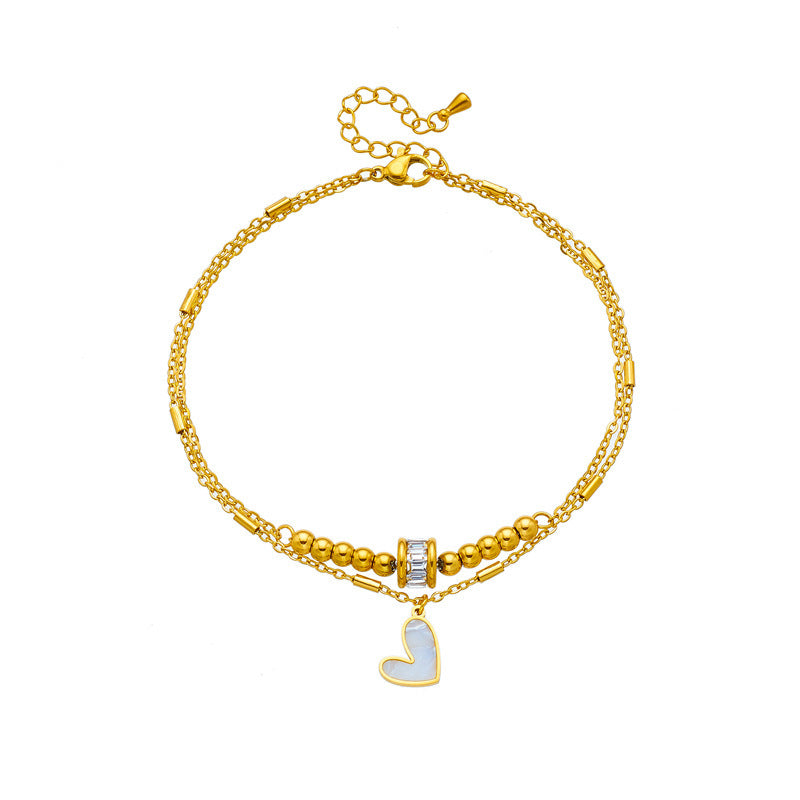 Fashion Jewelry Boho Classic Love Heart Ankle Chain Double Layer
